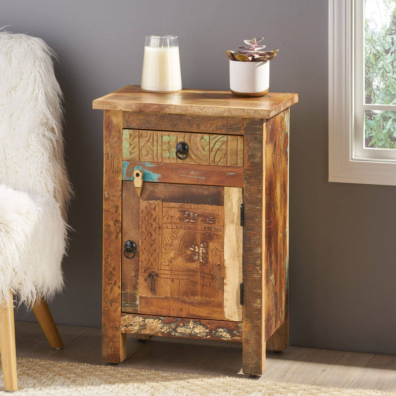 Carved Side Table - Natural - R&R Furniture Gallery (Fountain Valley, CA)