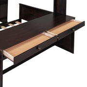 DreamHaus loft bed with twin standalone bed, shelves, desk, and wardrobe in a modern bedroom setting.