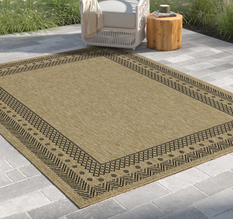 Earth - 5'3" X 7'3" Polypropylene Indoor, Outdoor Area Rug - Jute / Black - R&R Furniture Gallery (Fountain Valley, CA)
