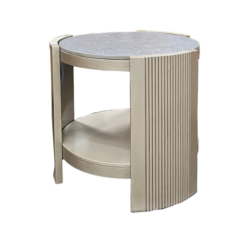 Kasa - End Table - Sintered Stone & Champagne - R&R Furniture Gallery (Fountain Valley, CA)