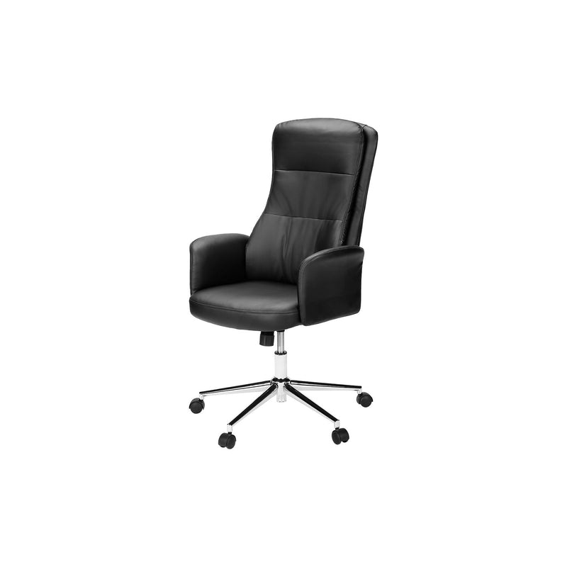 Black ergonomic office swivel chair with adjustable height and cushioned seat, featuring a modern design from 8th Street.