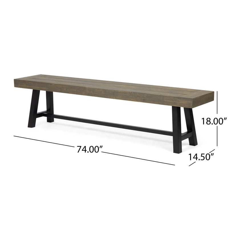 Outdoor Patio Bench - Gray / Rustic Metal - R&R Furniture Gallery (Fountain Valley, CA)