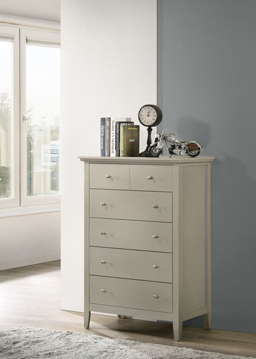 Glory Furniture Hammond accent chest with a wooden finish, featuring a compact design and decorative hardware.