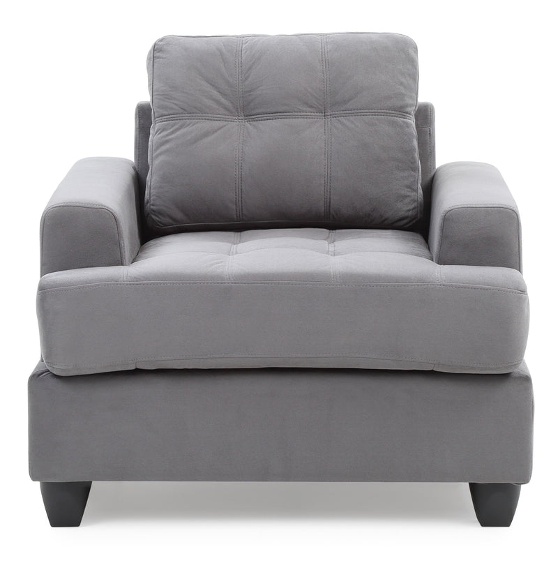 Glory Furniture transitional design armchair with plush upholstery and wooden legs, stylish and comfortable for modern living rooms.