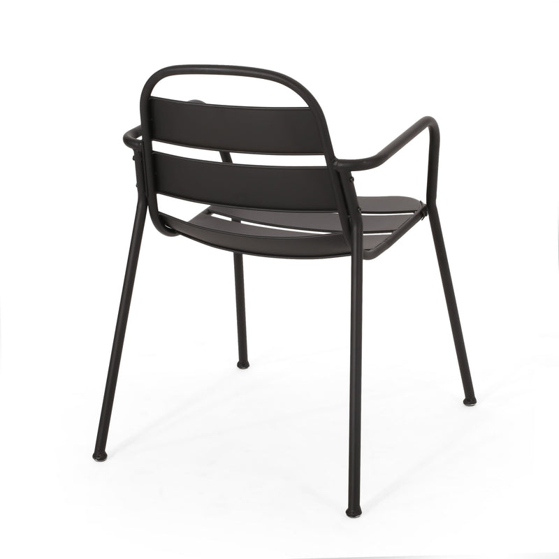 Noble House Terra Nova Bistro Set in matte black, includes two chairs and a round table, perfect for outdoor dining.