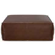 Large square Brody coffee table pouf by Simpli-Home, versatile accent pouf with soft fabric upholstery and sturdy base.