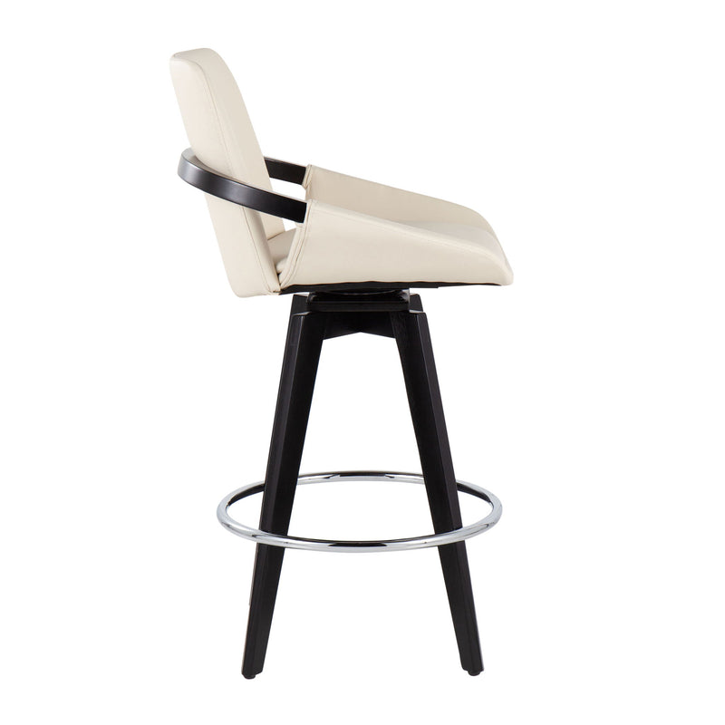 Lumi Source Cosmo contemporary fixed height counter stools with swivel seats and round footrests, set of two, in modern design.