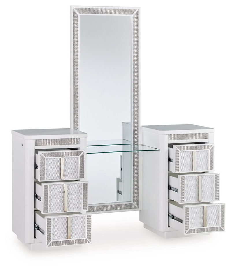 Chalanna - Vanity With Mirror - White - R&R Furniture Gallery (Fountain Valley, CA)