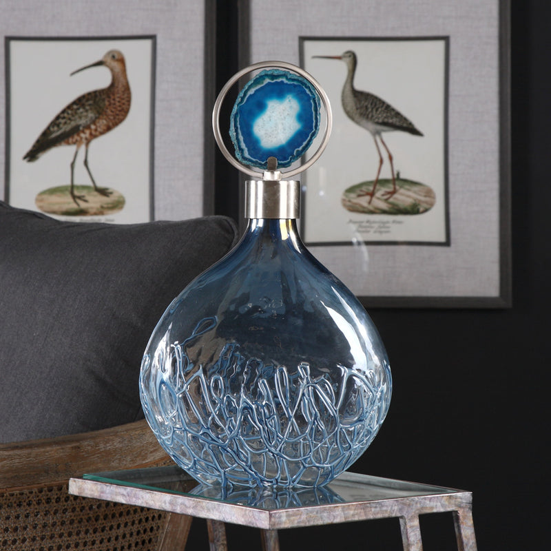 Sky blue Rae vase by Uttermost, a stylish ceramic vase with a smooth finish, perfect for decorative displays or floral arrangements.