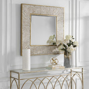 Gold square accent mirror by Uttermost featuring a sleek, modern design with a clean square frame.