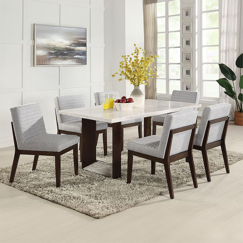 Edwyn - Side Chair (Set of 2) - Gray Fabric & Brown - R&R Furniture Gallery (Fountain Valley, CA)