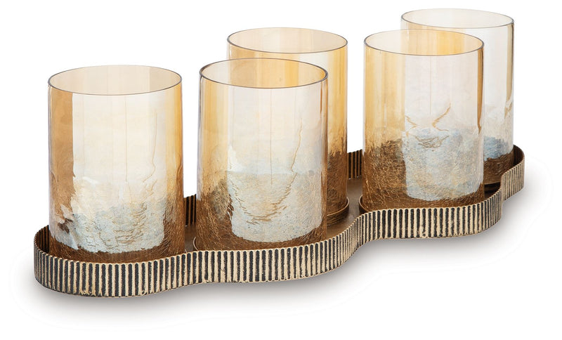 Evereton - Candle Holder - Antique Gold Finish - R&R Furniture Gallery (Fountain Valley, CA)