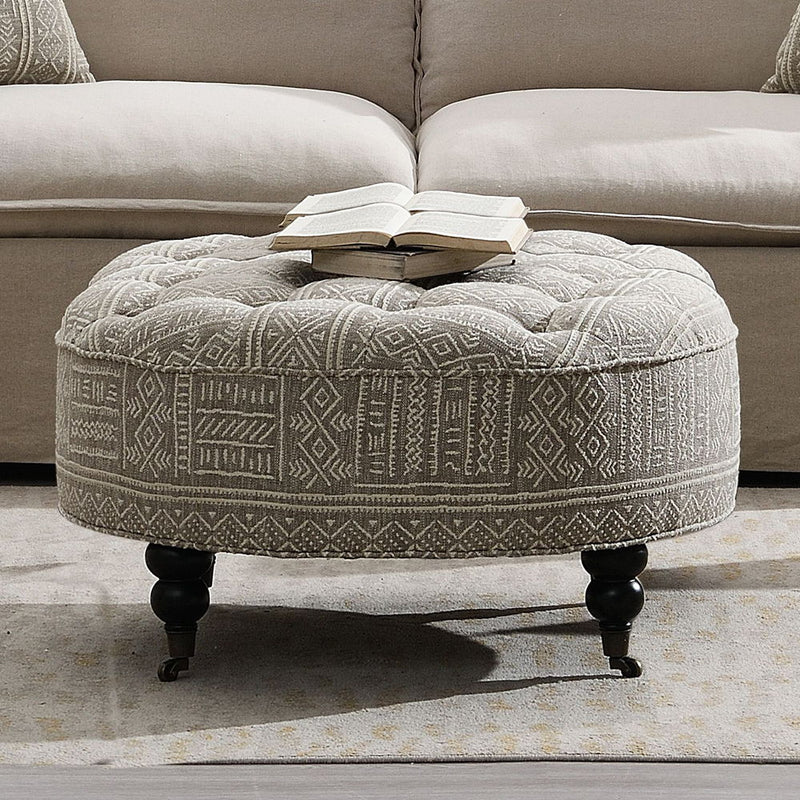 Upendo - Ottoman With Caster - Pattern Fabric - R&R Furniture Gallery (Fountain Valley, CA)