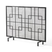 Modern single panel iron fireplace screen with a Dorothy design by Noble House, featuring decorative metalwork for fireplace safety.