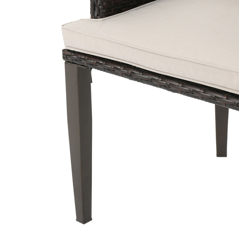Set of two Noble House Hillhurst outdoor chairs with weather-resistant cushions, ideal for garden or patio relaxation.