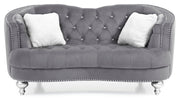 Glory Furniture Jewel loveseat, a stationary loveseat with plush cushions and elegant design, ideal for cozy living room seating.