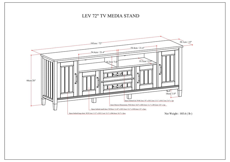 Lev - Handcrafted TV Media Stand - Smoky Brown - R&R Furniture Gallery (Fountain Valley, CA)