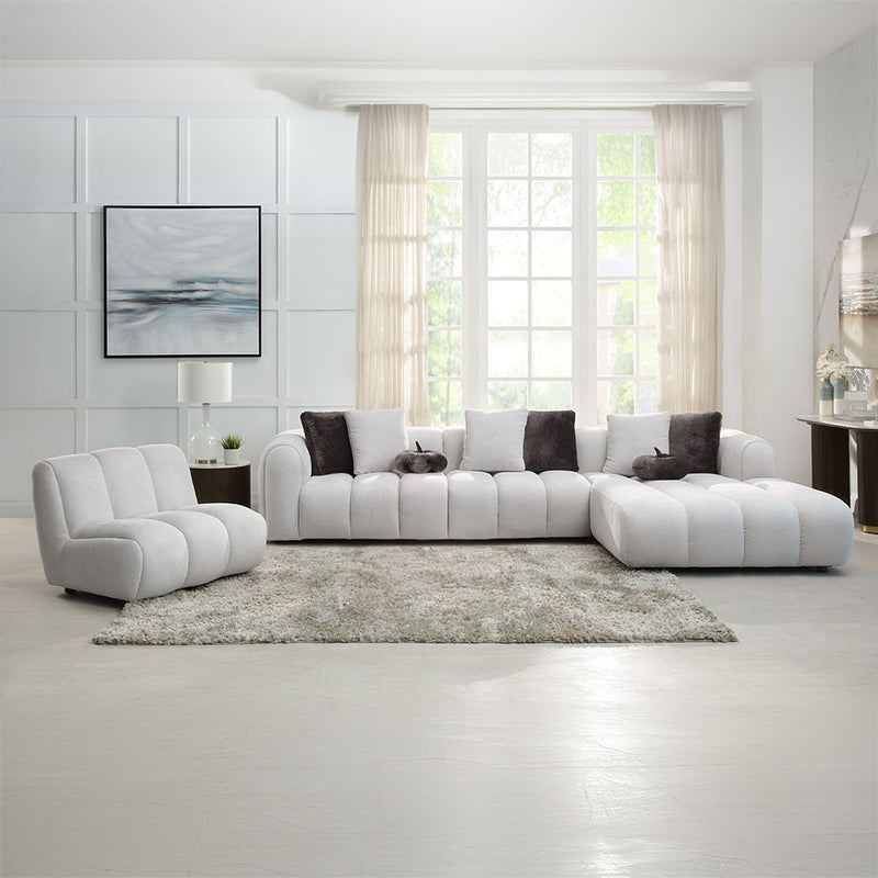Manilla - Sectional Sofa With 8 Pillows - Ivory White Linen - R&R Furniture Gallery (Fountain Valley, CA)