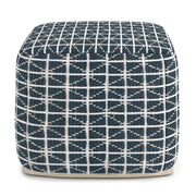 Simpli-Home Noreen upholstered square accent pouf with soft fabric and plush cushioning, ideal for living room or bedroom decor.
