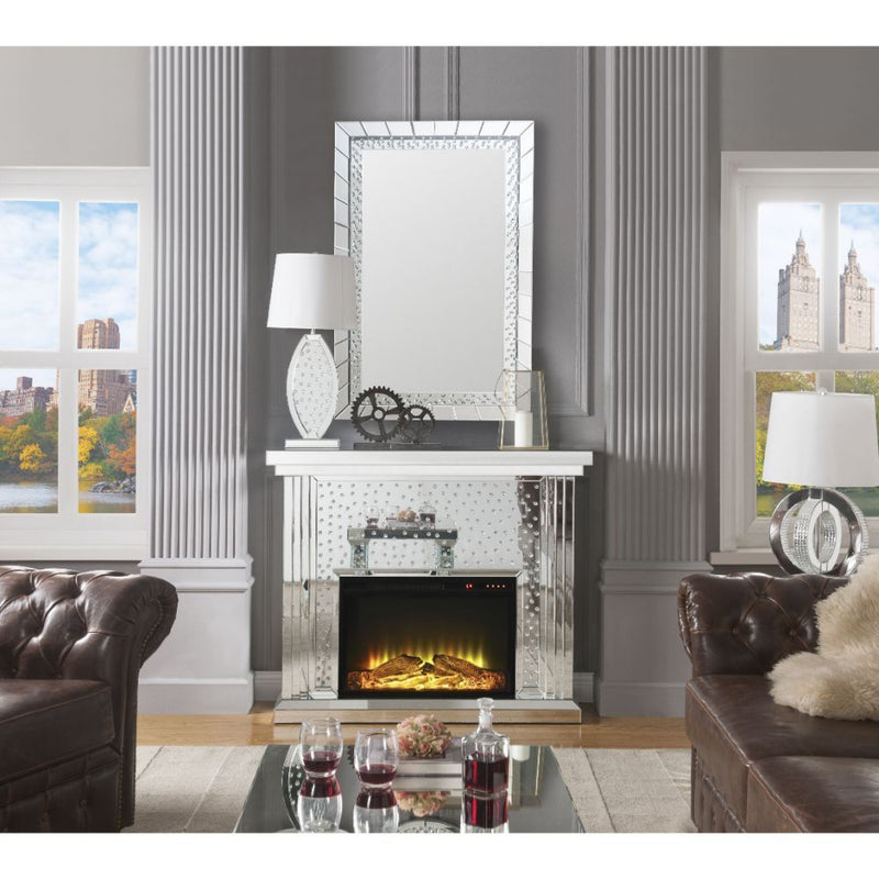 Nysa - 40" Fireplace - Mirrored & Faux Crystals - R&R Furniture Gallery (Fountain Valley, CA)