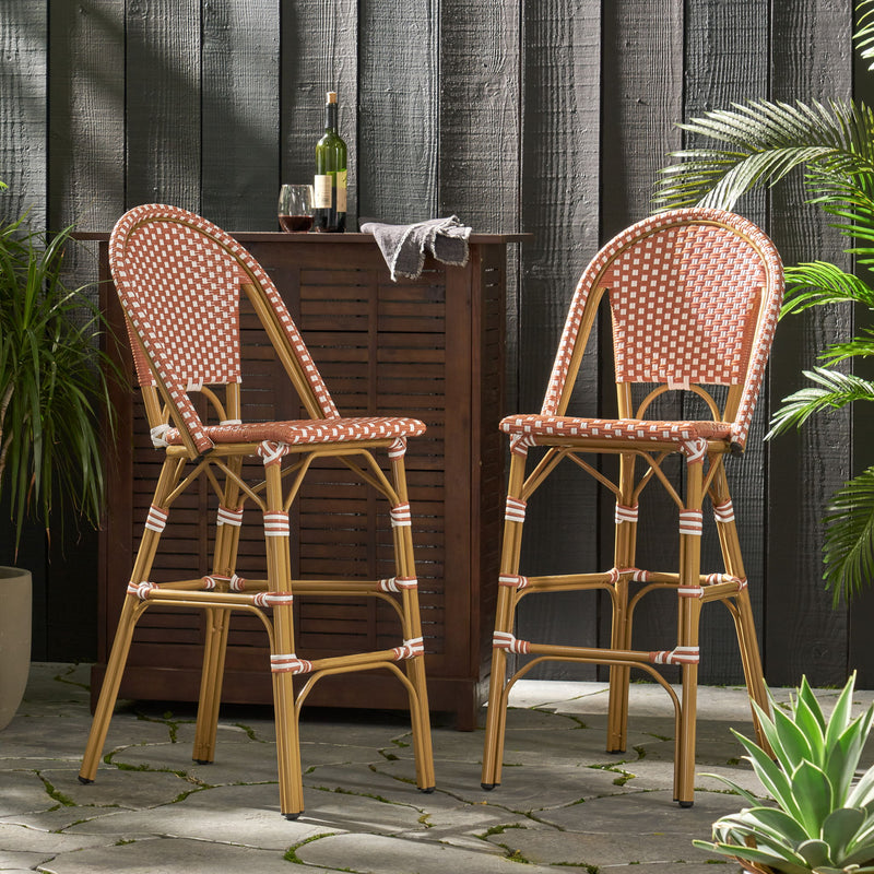 Outdoor Pe Rattan French Barstool Set - R&R Furniture Gallery (Fountain Valley, CA)