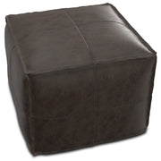 Sheffield - Square Pouf - Distressed Dark Brown - R&R Furniture Gallery (Fountain Valley, CA)