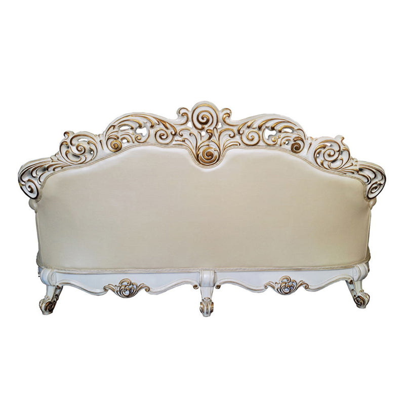 Vendome - Sofa With 5 Pillows - Champagne Synthetic Leather & Antique Pearl - R&R Furniture Gallery (Fountain Valley, CA)