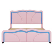 Upholstered Platform Bed & Curve Shaped And Height Adjustable Headboard, LED Light Strips - R&R Furniture Gallery (Fountain Valley, CA)