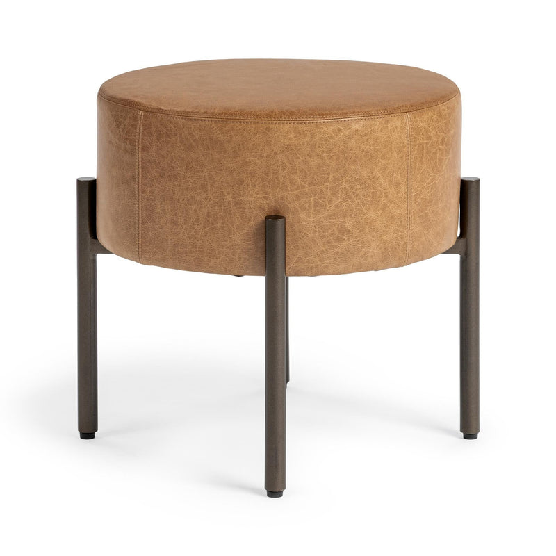 Classic Home Aimie accent stool with wooden legs and fabric upholstery, stylish and versatile for modern home decor.