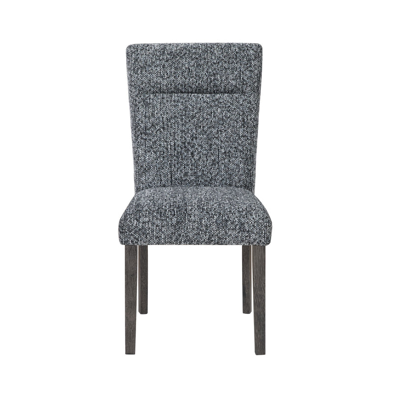 Set of two gray Sharon dining chairs with extended backrests by Global Furniture USA, showcasing modern design and sturdy construction.