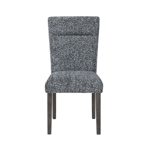 Set of two gray Sharon dining chairs with extended backrests by Global Furniture USA, showcasing modern design and sturdy construction.