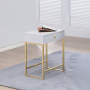 Coleen - Accent Table - White & Brass - R&R Furniture Gallery (Fountain Valley, CA)