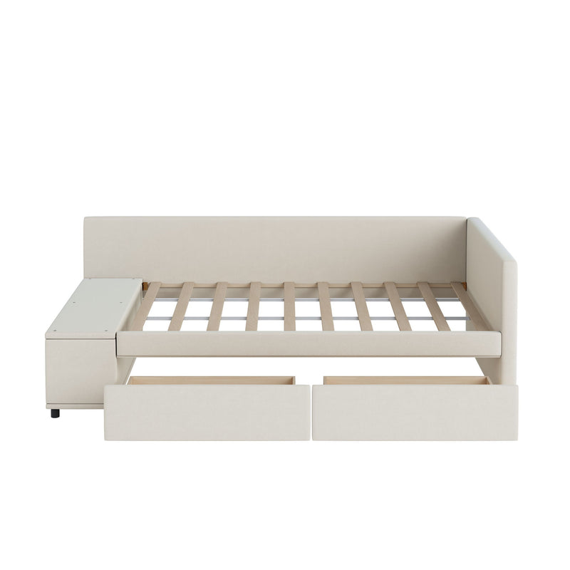 L Shaped Upholstered Platform Bed With Storage And Drawers - R&R Furniture Gallery (Fountain Valley, CA)