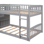 Gray DreamHaus twin over twin bunk bed with stairway, built-in drawers, and slide, ideal for kids' bedroom space.
