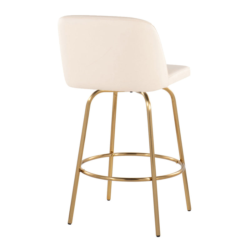 Toriano - Contemporary, Fixed Height Counter Stool With Swivel With Round Footrest (Set of 2) - R&R Furniture Gallery (Fountain Valley, CA)