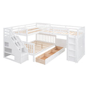 L Shaped Bunk Bed With 3 Drawers, Portable Desk And Wardrobe - R&R Furniture Gallery (Fountain Valley, CA)
