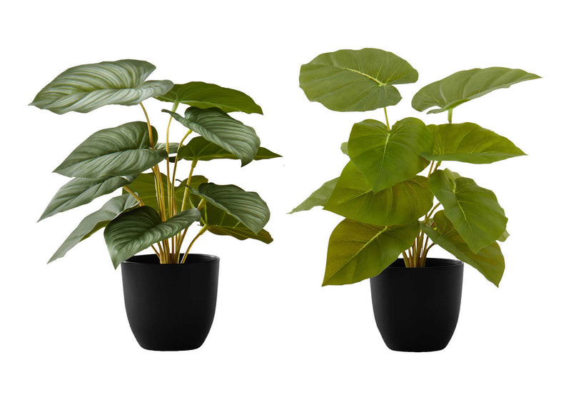 13" Tall, Artificial Plant, Epipremnum, Indoor, Faux, Fake, Table, Greenery, Potted, Decorative (Set of 2) - Green / Black - R&R Furniture Gallery (Fountain Valley, CA)