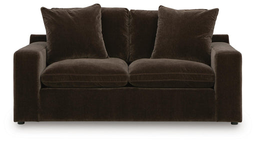 Benchcraft® Maxton Heights stationary loveseat with plush upholstery and modern design, shown in a cozy living room setting.