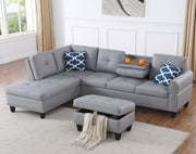 Irine - Sectional Sofa With Ottoman - Gray - R&R Furniture Gallery (Fountain Valley, CA)