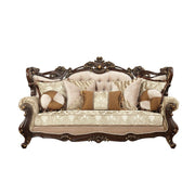 Shalisa - Sofa With 7 Pillows (Same Lv01585) - Fabric & Walnut - R&R Furniture Gallery (Fountain Valley, CA)