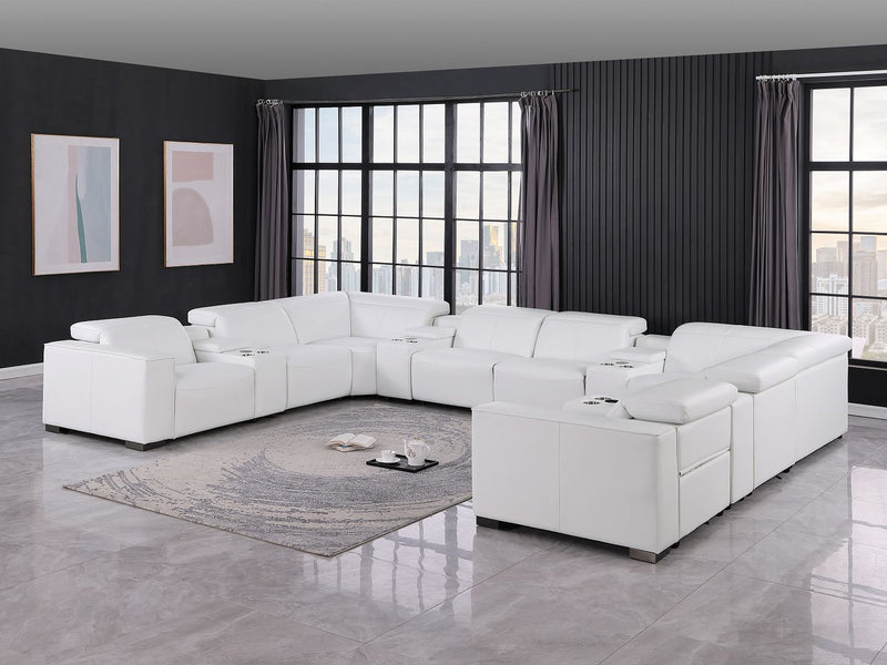 1208 - 12 Piece U Shaped Leather Sectional With 4 Power Recliners & Power Headrest - R&R Furniture Gallery (Fountain Valley, CA)