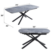Hester - Ceramic Top Dining Table - Gray & Black - R&R Furniture Gallery (Fountain Valley, CA)