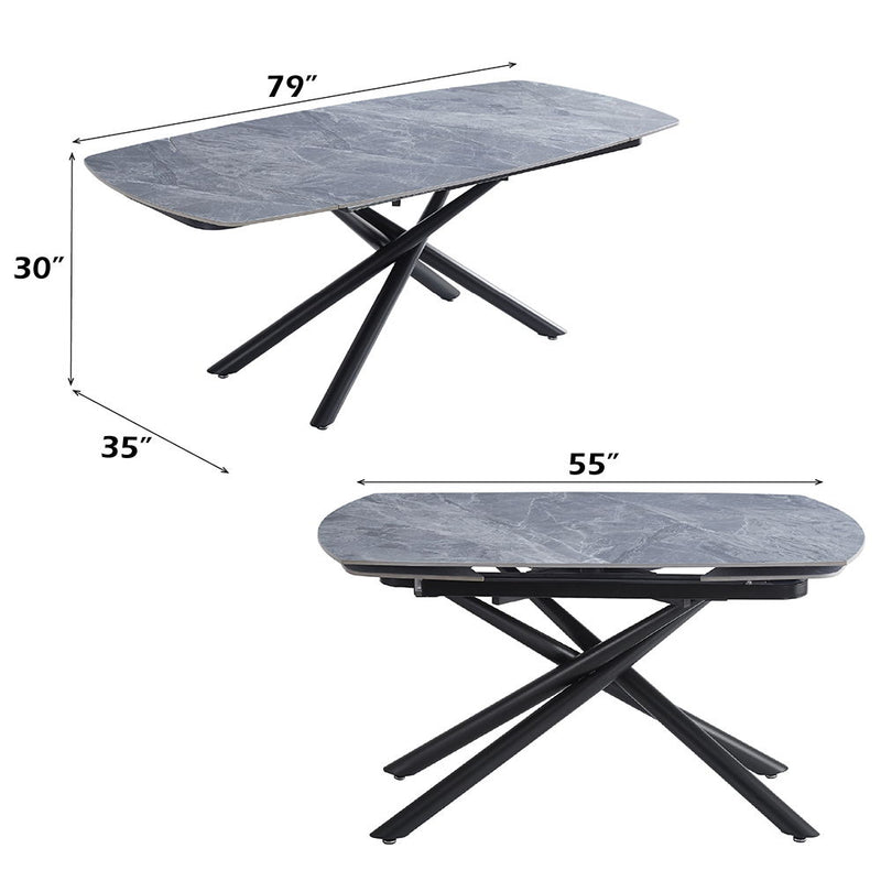 Hester - Ceramic Top Dining Table - Gray & Black - R&R Furniture Gallery (Fountain Valley, CA)