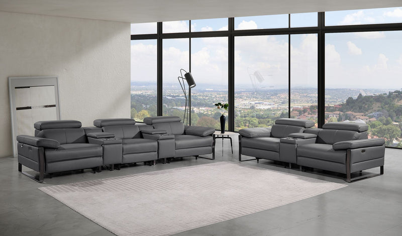 1246 - Modular Power Reclining Dual Console Sofa And Console Loveseat Set With Power Headrests - R&R Furniture Gallery (Fountain Valley, CA)