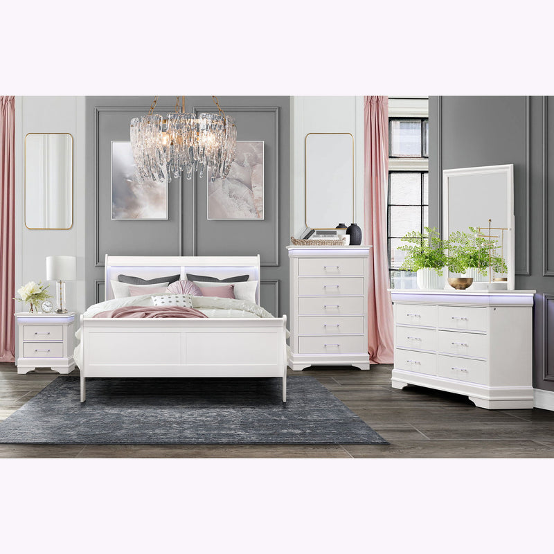Charlston - Modern Sleigh Design Bed With LED - R&R Furniture Gallery (Fountain Valley, CA)
