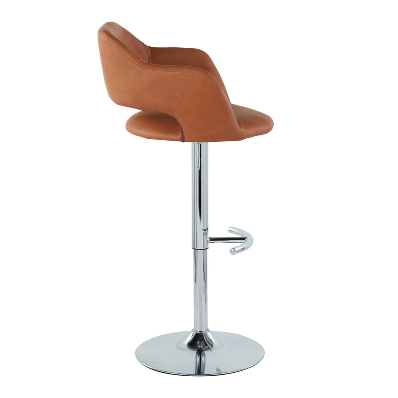 Set of two Lumi Source Margarite contemporary adjustable barstools with swivel and rounded T footrest, featuring modern design.