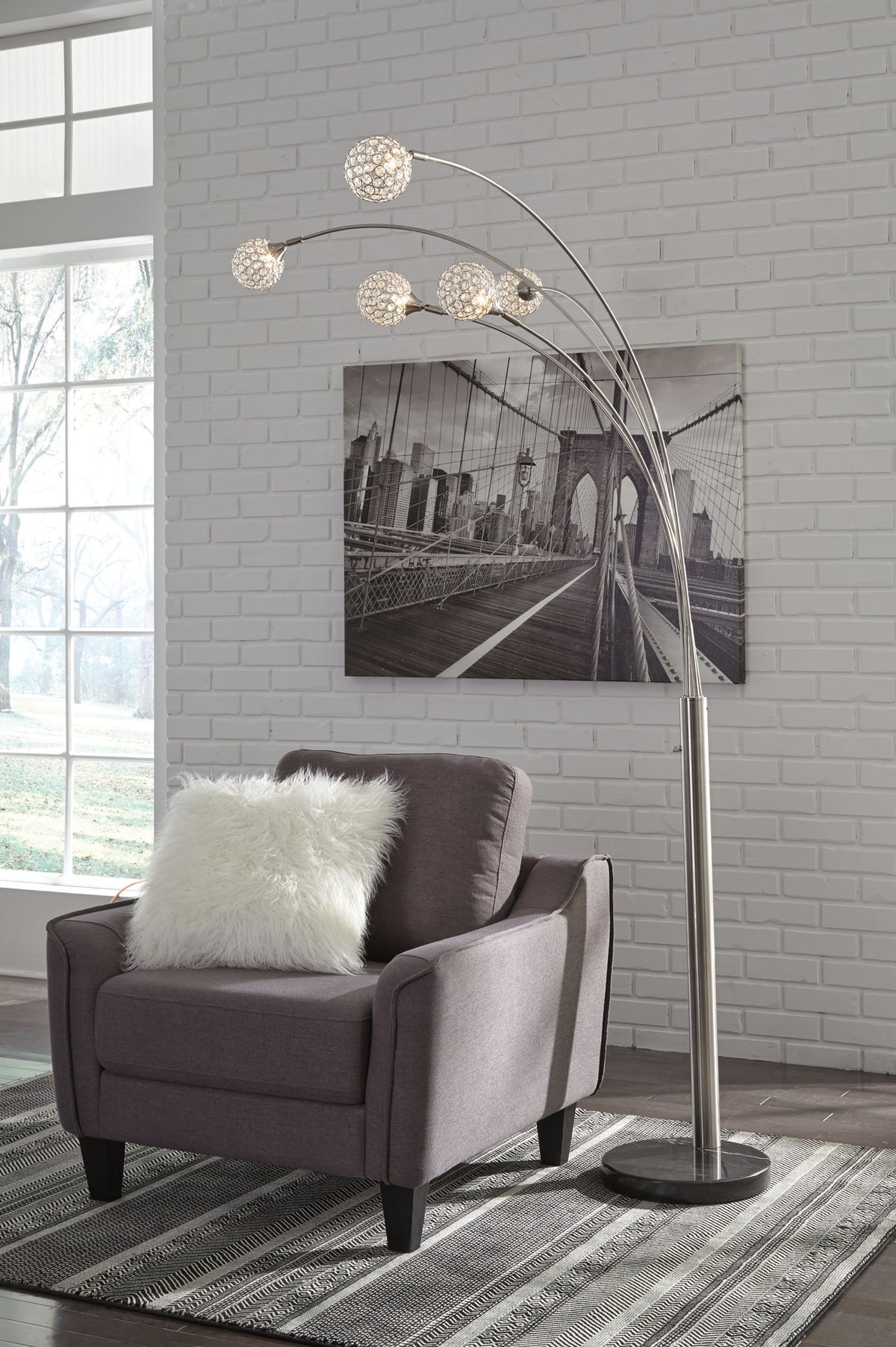 Winter - Metal Arc Lamp  - Silver Finish - R&R Furniture Gallery (Fountain Valley, CA)