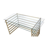 Shona - Writing Desk - Clear Glass Top & Antique Gold - R&R Furniture Gallery (Fountain Valley, CA)