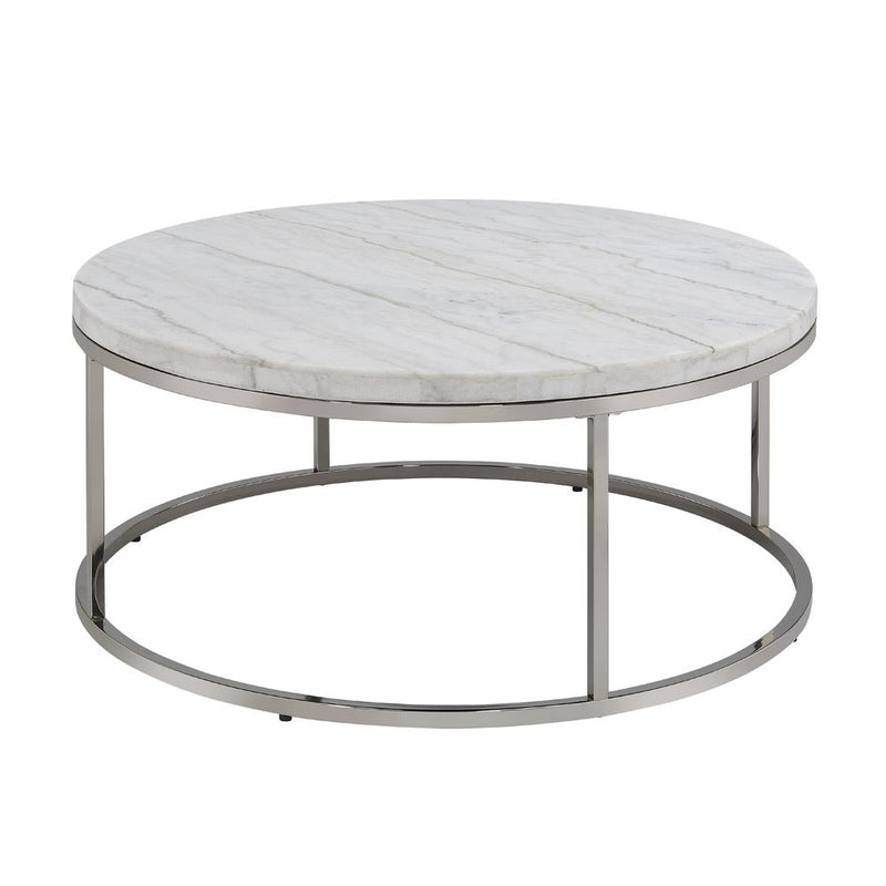 Zaidee - Coffee Table With Marble - Marble Top & Nickel - R&R Furniture Gallery (Fountain Valley, CA)