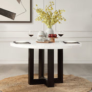 Edwyn - Round Dining Table - White Natural Marble Top & Espresso - R&R Furniture Gallery (Fountain Valley, CA)